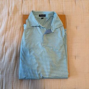 Peter Millar Light Blue and White Striped Polo
